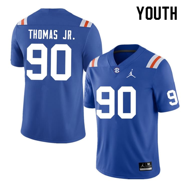 NCAA Florida Gators Chris Thomas Jr. Youth #90 Nike Blue Throwback Stitched Authentic College Football Jersey UJQ0064OM